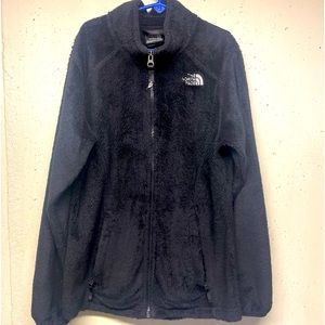 The North Face Jacket Girls L Black Fleece Fuzzy Outdoors Hiking Logo Youth